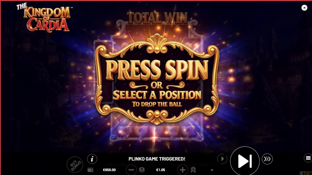 Tampilan visual slot The Kingdom of Cardia dengan nuansa taman fantasi dan kartu remi.