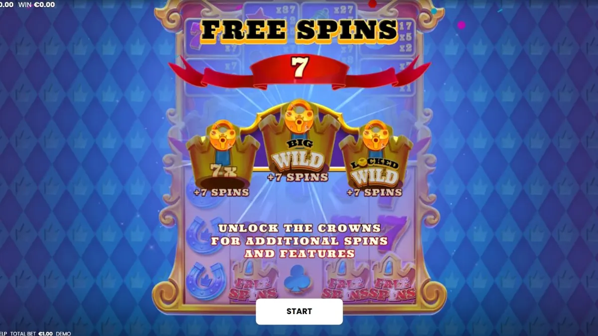 Tampilan visual slot King of 7's dengan simbol mahkota dan Lucky 7 yang berkilau