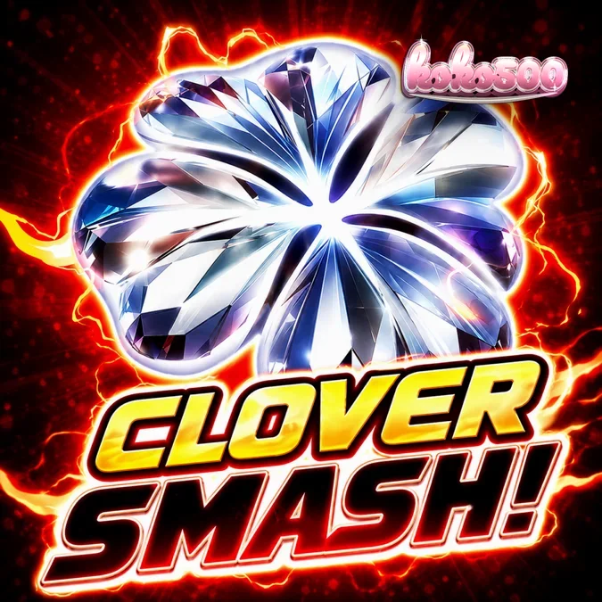 Tampilan visual slot Clover Smash dengan simbol semanggi dan latar belakang gelap yang intens.